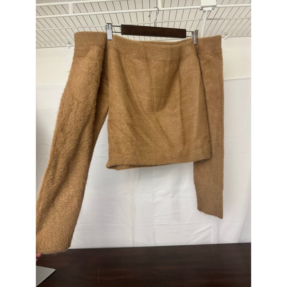 Good American Off the Shoulder Sweater in Warm Caramel 4XL NWT - Picture 3 of 7